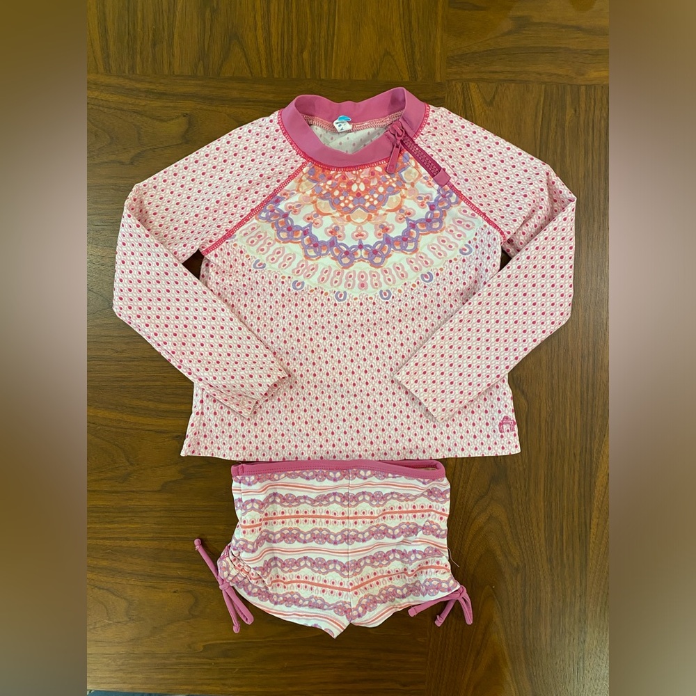 Cabana Life Pink Rashguard Swim Set with Sun Protection